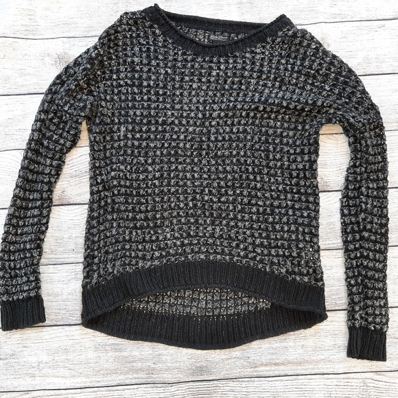Lucky Brand Open Weave Black and Gray Sweater SM - Picture 2 of 12